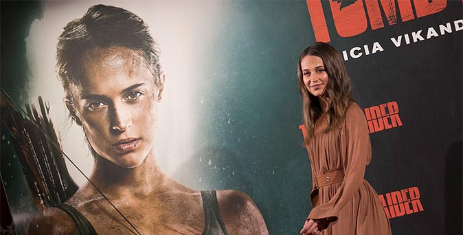 งานเปิดตัวหนัง อลิเซีย วิกันเดอร์ ฉายเดี่ยวเดินสายโปรโมท Tomb Raider ที่ประเทศสเปน