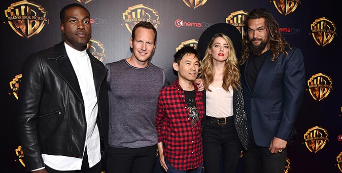 งานเปิดตัวหนัง ผู้กำกับ เจมส์ วาน นำทีมนักแสดงจาก Aquaman เดินทางโปรโมทภาพยนตร์ ในงาน Cinemacon 2018